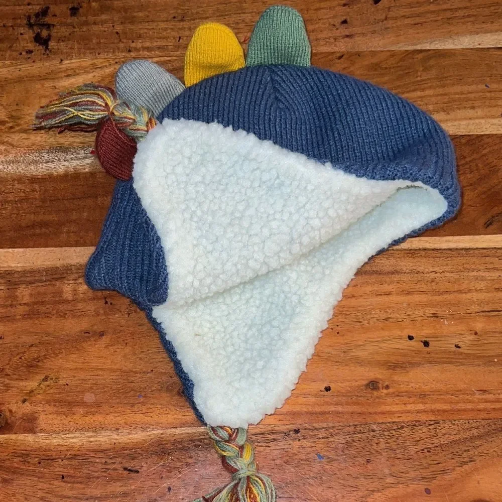 Capelli of New York Blue Dinosaur Knit Hat with Multicolor Spikes